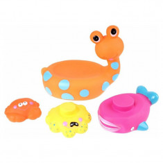 Jucarie de baie Melc cu 3 Animale Marine Eddy Toys Portocaliu