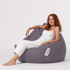 Fotoliu puf, Bean Bag, Ferndale Premium XXL, 115 x 130 cm, poliester impermeabil, gri fumuriu