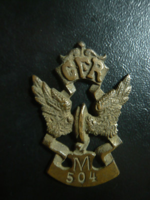 Insigna pt. CFR-isti Militari , numerotata , bronz ,h=5cm - era cusuta pe unifor foto