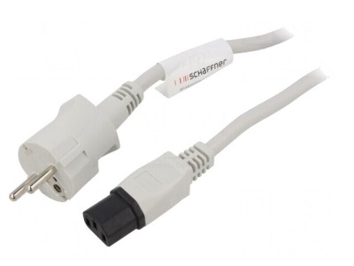 Cablu Alimentare Alb 2m CEE 7/7 la IEC C13 10A 250V foto