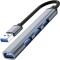 Hub Adaptor USB Multiport 4 in 1, USB 3.0, Plug&amp;Play, Compatibil cu Macbook, Laptop, PC, din Aluminiu, Cablu 14 cm, Gri