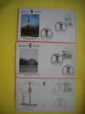 HOPCT PLIC FDC S NR 520 SET 3 FDC PLANETARIUL SI TURNUL TV TELEVIZIUNE BERLIN GERMANIA- -NECIRCULAT