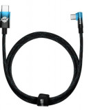 Cablu incarcare/transfer date Baseus MVP Elbow, 2x USB Type-C, Quick Charge 100W, 5A, 1m, Albastru
