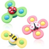 Cumpara ieftin Set 3 jucarii interactive pentru bebelusi, model insecte, tip spinner, cu ventuze, ABS si silicon, rotativ, multicolor