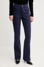 Sisley pantaloni femei, culoarea bleumarin, drept, high waist, 49MALF05G