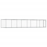 Cumpara ieftin Cusca pentru caini cu usa, gri, 8x2x1,5 m, otel galvanizat
