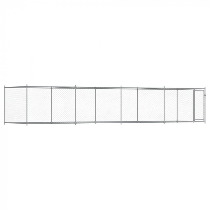 Cusca pentru caini cu usa, gri, 8x2x1,5 m, otel galvanizat GartenMobel Dekor