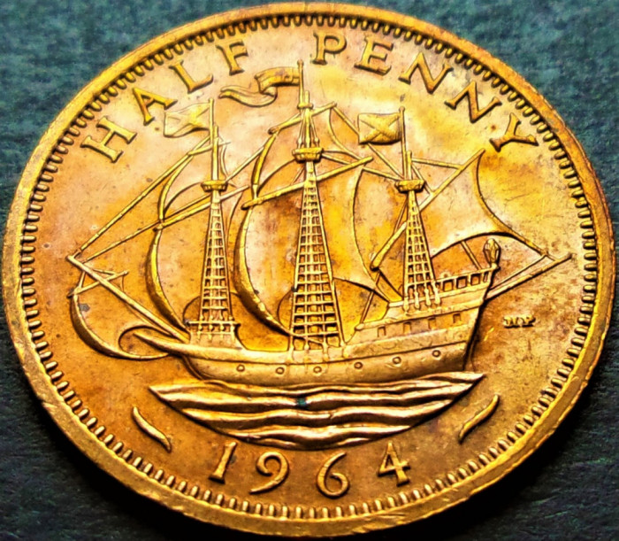 Moneda HALF PENNY - MAREA BRITANIE / ANGLIA, anul 1964 * cod 1103 = UNC