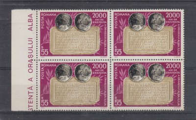 1975 LP 882 - 2000 DE ANI DE EXISTENTA A ORASULUI ALBA-IULIA BLOC DE 4 MNH foto
