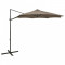 Umbrela suspendata cu stalp si LED-uri, gri taupe, 300 cm