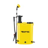 Pompa de stropit cu acumulator Tatta, 16 l, 12 V, actionare manuala, tija reglabila, polipropilena, Galben