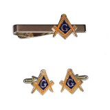 Cumpara ieftin Set masonic Ac pentru Cravata si Butoni - Echer si Compas cu Litera G MM943, Fashion Manufacturer