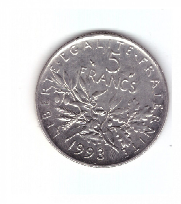 Moneda Franta 5 francs/franci 1993, stare foarte buna, curata