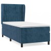 Pat box spring cu saltea, albastru inchis, 80x200 cm, catifea