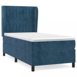 Cumpara ieftin Pat box spring cu saltea, albastru inchis, 80x200 cm, catifea
