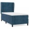 Pat box spring cu saltea, albastru inchis, 80x200 cm, catifea