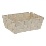 Coș Depozitare, Model &Icirc;mpletit Ratan, Culoare Bej, Cadru Metalic, Dimensiuni 22x16x8 cm, Oem