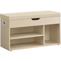 VASAGLE Pantofar cu banca, capitonata, 3 compartimente, sarcina 150 kg, 30x80x44cm, modern, bej Household NewTrend