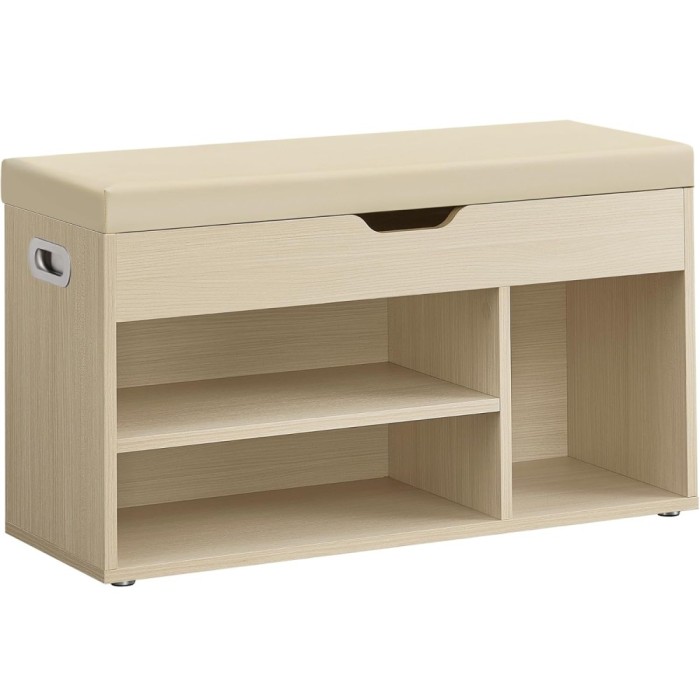 VASAGLE Pantofar cu banca, capitonata, 3 compartimente, sarcina 150 kg, 30x80x44cm, modern, bej Household NewTrend