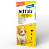 AdTab C&acirc;ini 225 mg (5.5 - 11 kg) 1 tabletă Tratament Purici/Căpușe, 30 Zile