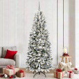 vidaXL Brad de Crăciun with Decorative String Lights Alb 210 cm PVC