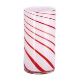 Cumpara ieftin Vaza flori sticla alba rosie 12 x 25 cm