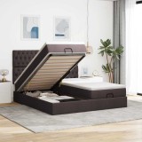 Cumpara ieftin Cadru de pat otoman cu saltele țesătură maro &icirc;nchis 180x200cm