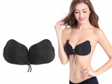 Sutien cu efect Push-up reglabil, pate adeziva, fara bretele, marimea A, negru