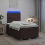 Cumpara ieftin Pat cu arcuri LED si saltea Maro inchis 120 x 190 cm Tesatura