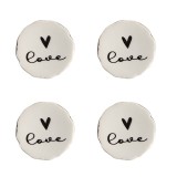 Cumpara ieftin Set 4 butoni mobilier ceramica neagra bej Love 4x3/6 cm