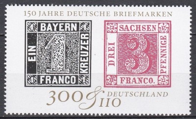 Germania 1999 - Aniversarea a 150 de ani de la apariția timbrelor germane (Cu o mica pată pe verso), MNH foto