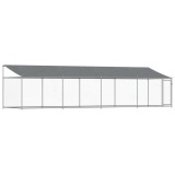 Cusca caini cu acoperis si usi, gri, 8x2x2 m, otel galvanizat GartenMobel Dekor, vidaXL