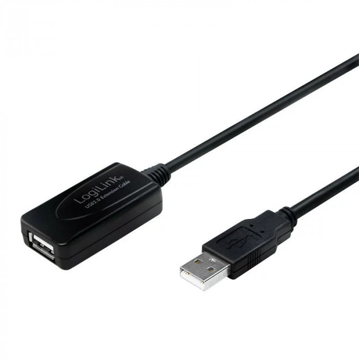 CABLU USB LOGILINK prelungitor USB 2.0 (T) la USB 2.0 (M) 10m negru UA0143
