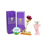 Cumpara ieftin Set complet pentru Ea, Apa de parfum So Fever Together, insotit de insigna Dactylion cu mesaj motivational, cadou un trandafir rosu suflat la baza cu