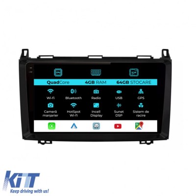 Navigatie Dedicata Mercedes Vito Sprinter Viano B200 A B Class (2005-2012), QuadCore, 9Inch, 4Gb Ram, 64Gb Stocare, Carplay Performance AutoTuning foto