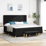 vidaXL Pat cu arcuri cu saltea Negru 200 x 200 cm țesătură 3344249