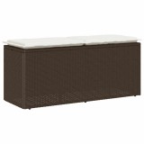 Cumpara ieftin Bancă de grădină cu pernă maro 110x40x44 cm polirattan