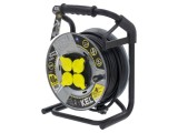Prelungitor alimentare KEL 3x2,5mm2 bobinat cu 4 prize, gumă neagră