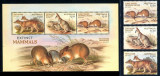 Australia, fauna, marsupiale disparute, serie si bloc, 2023, MNH, Nestampilat