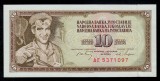 IUGOSLAVIA █ bancnota █ 10 Dinara █ 1968 █ P-82c █ UNC █