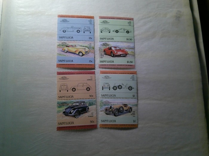 Serie St Lucia 1979 - Automobile epoca , 4 perechi