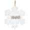 Ornament Brad Crăciun, Fulg Zapadă, Lemn, Blană Albă, Glitter Bej șampanie, 12cm