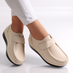 Pantofi dama cu Platforma Bej din Piele Naturala Riley, 36