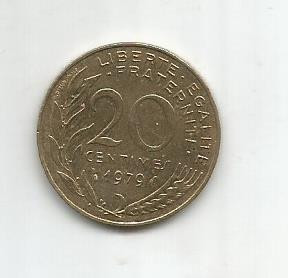 (No3) moneda-FRANTA- 20 centimes 1979 foto