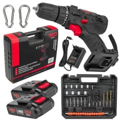 Masina de insurubat cu acumulator si incarcator, 2 x baterii Li-Ion, 2 Ah/20 V, filetanta Red Technic