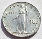 263. Moneda Vatican 10 lire 1953 (AN) (Al 260-lea Papa Pius al XII-lea), Europa