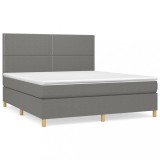 Cumpara ieftin Pat box spring cu saltea, gri inchis, 180x200 cm, textil