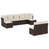 Cumpara ieftin Set canapele de gradina cu perne, 9 piese, maro, poliratan