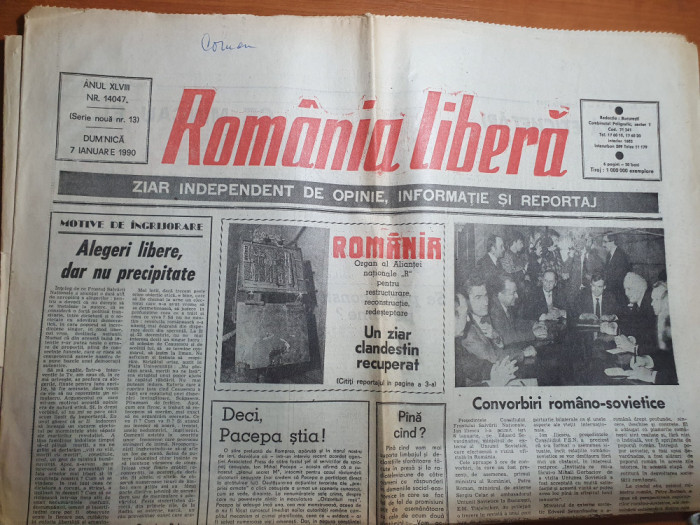 romania libera 7 ianuarie 1990-convorbirii romano-sovietice,mortii timisoarei