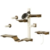PawHut Set de trepte pentru pisici, perete de escaladare, 8 piese, p&acirc;nă la 8 kg, rezistent, Maro/Crem | Aosom Romania
